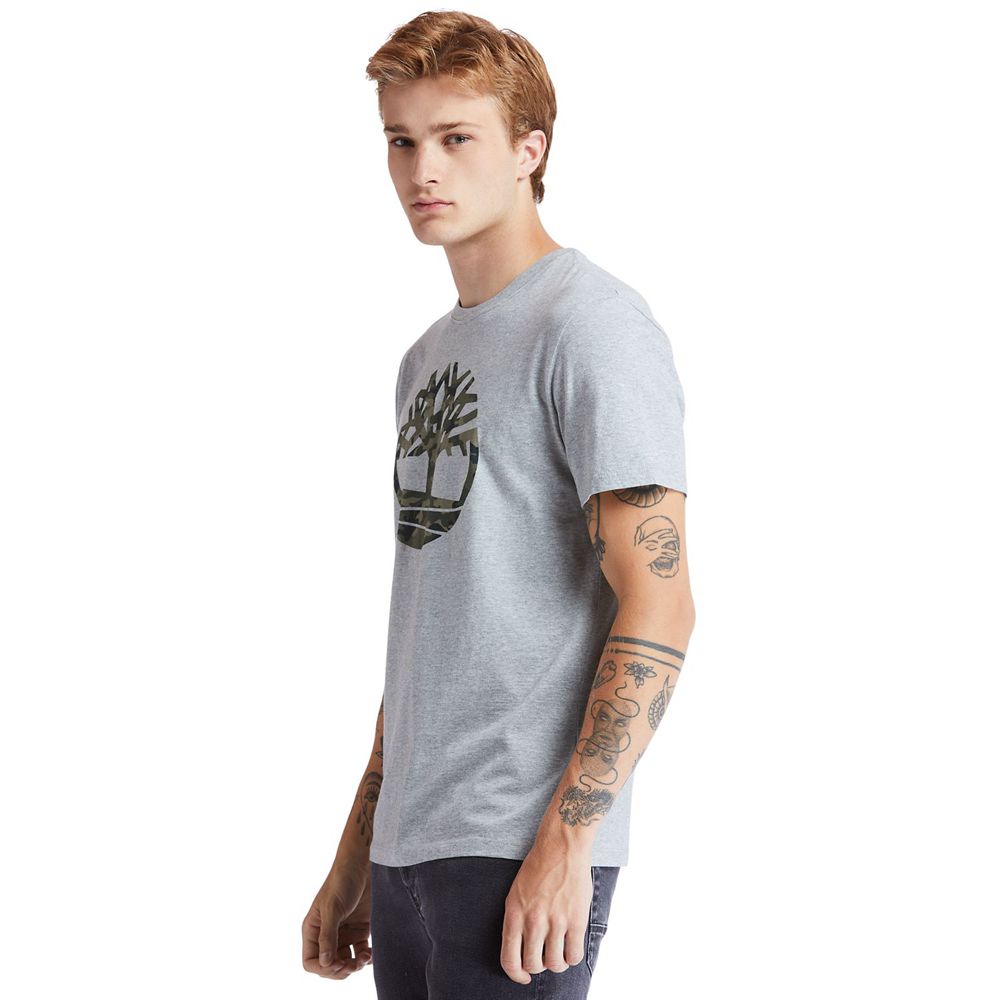 Timberland Mens T-Shirts Kennebec River Tree-Logo - Grey - India PT9627831